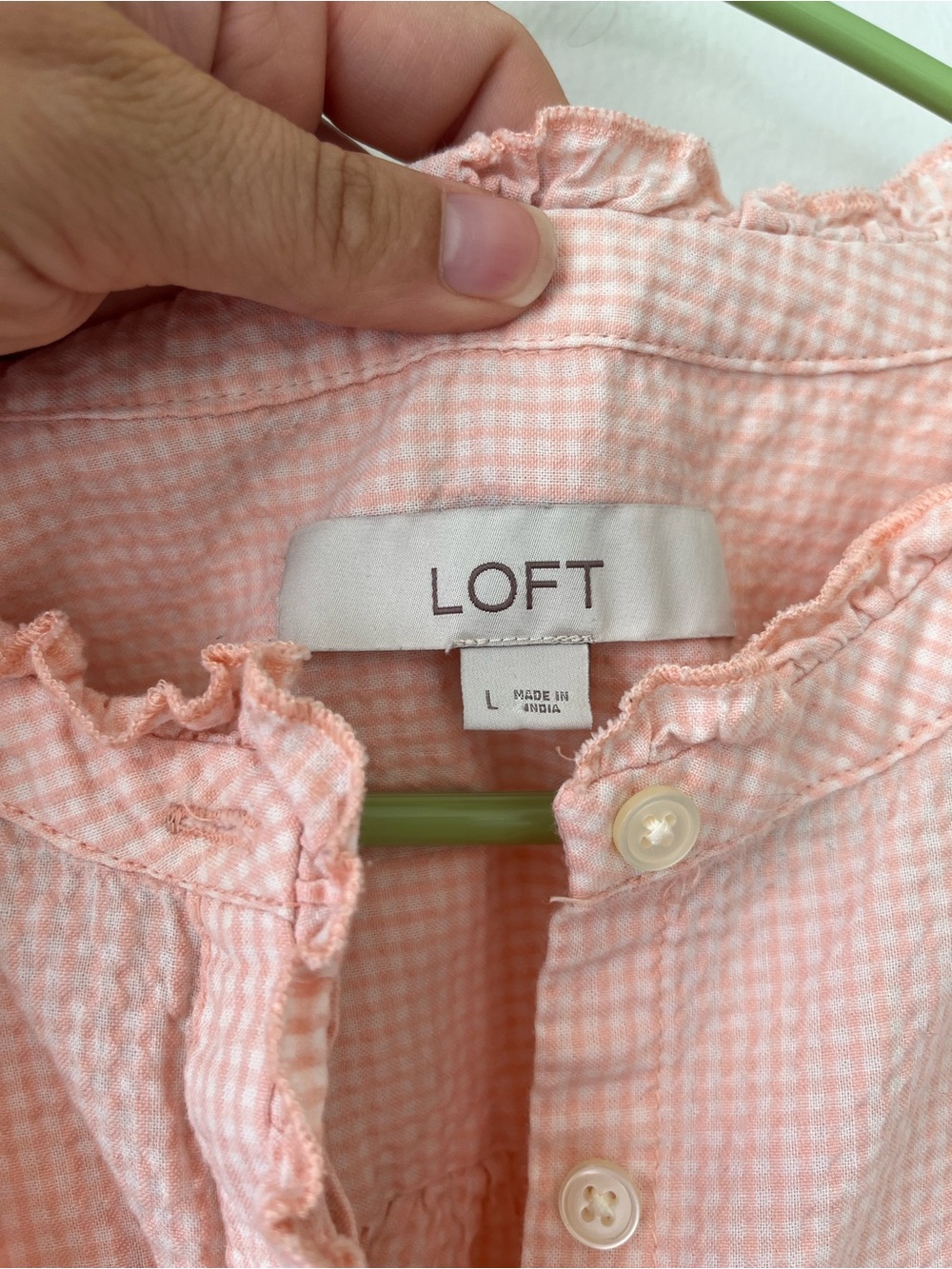 Loft peach gingham blouse - Picture 5 of 7
